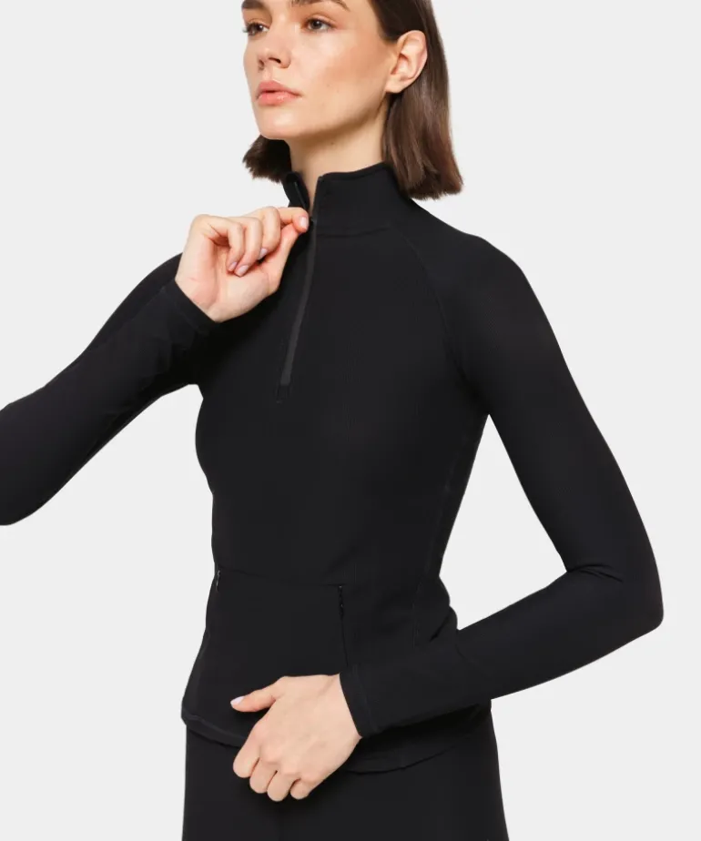 Prążkowany longsleeve z kieszenią Onyx Flow